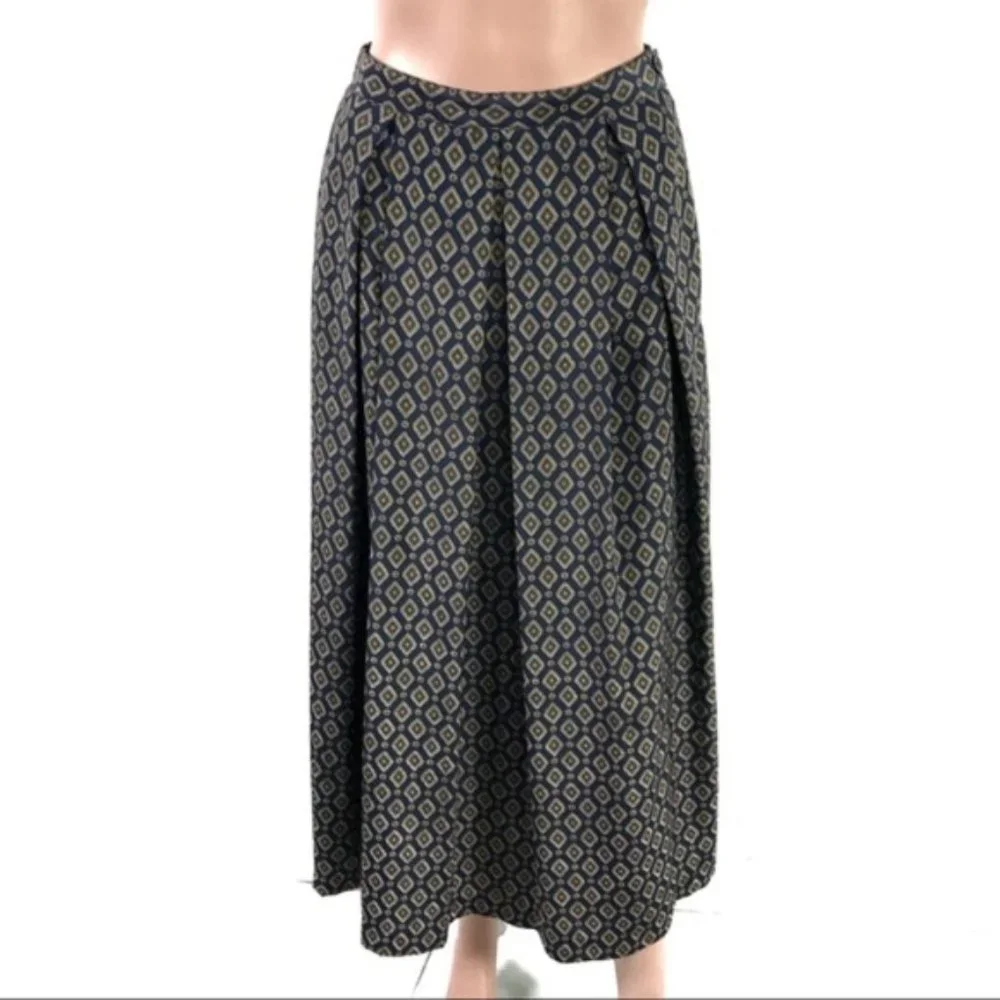 La Chine Classic Balinda Wang Navy Painted Maxi Skirt Size 6 - Picture 1 of 8